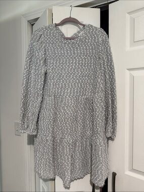 Blu Pepper Light Gray Textured Casual Dress